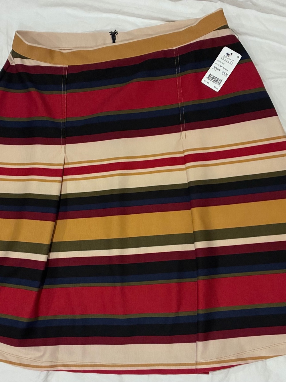 NWT NY Collection Striped Pleated Midi Skirt Petite XL PXL